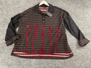 Darkwin Polo Shirt Womens Big 3X Plus Hula Girl Plaid Long Sleeve Sweater N226